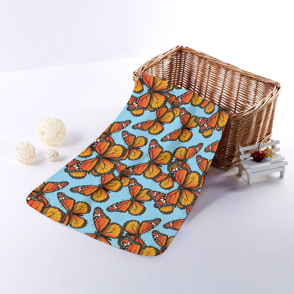 Orange Monarch Butterflies Pattern Print Towel