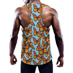 Orange Monarch Butterflies Pattern Print Training Tank Top