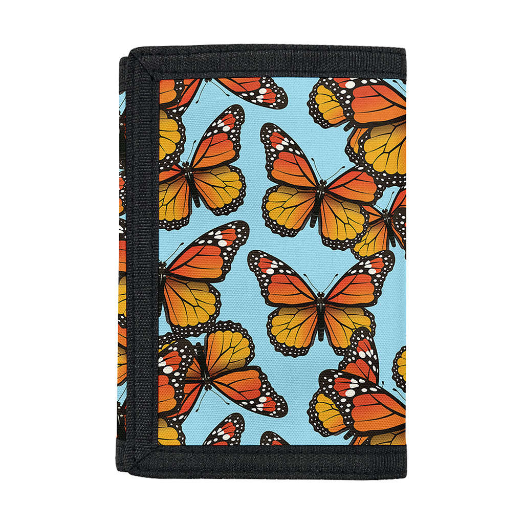 Orange Monarch Butterflies Pattern Print Trifold Wallet