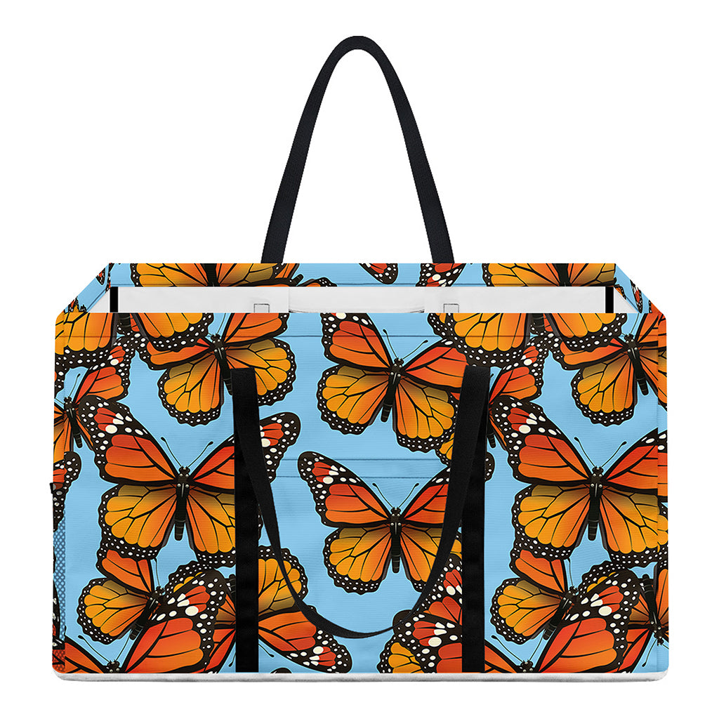 Orange Monarch Butterflies Pattern Print Utility Tote Bag