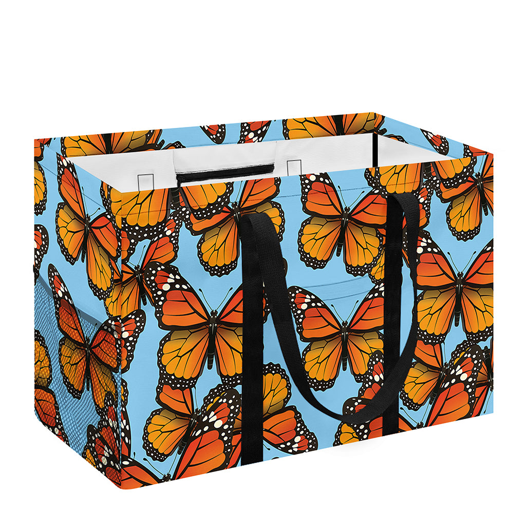Orange Monarch Butterflies Pattern Print Utility Tote Bag