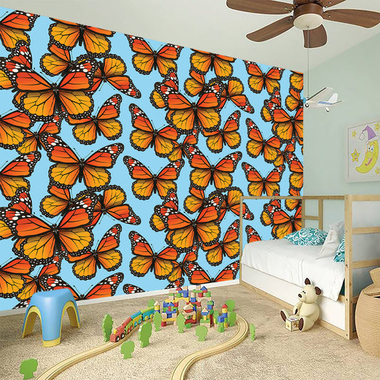 Orange Monarch Butterflies Pattern Print Wall Sticker
