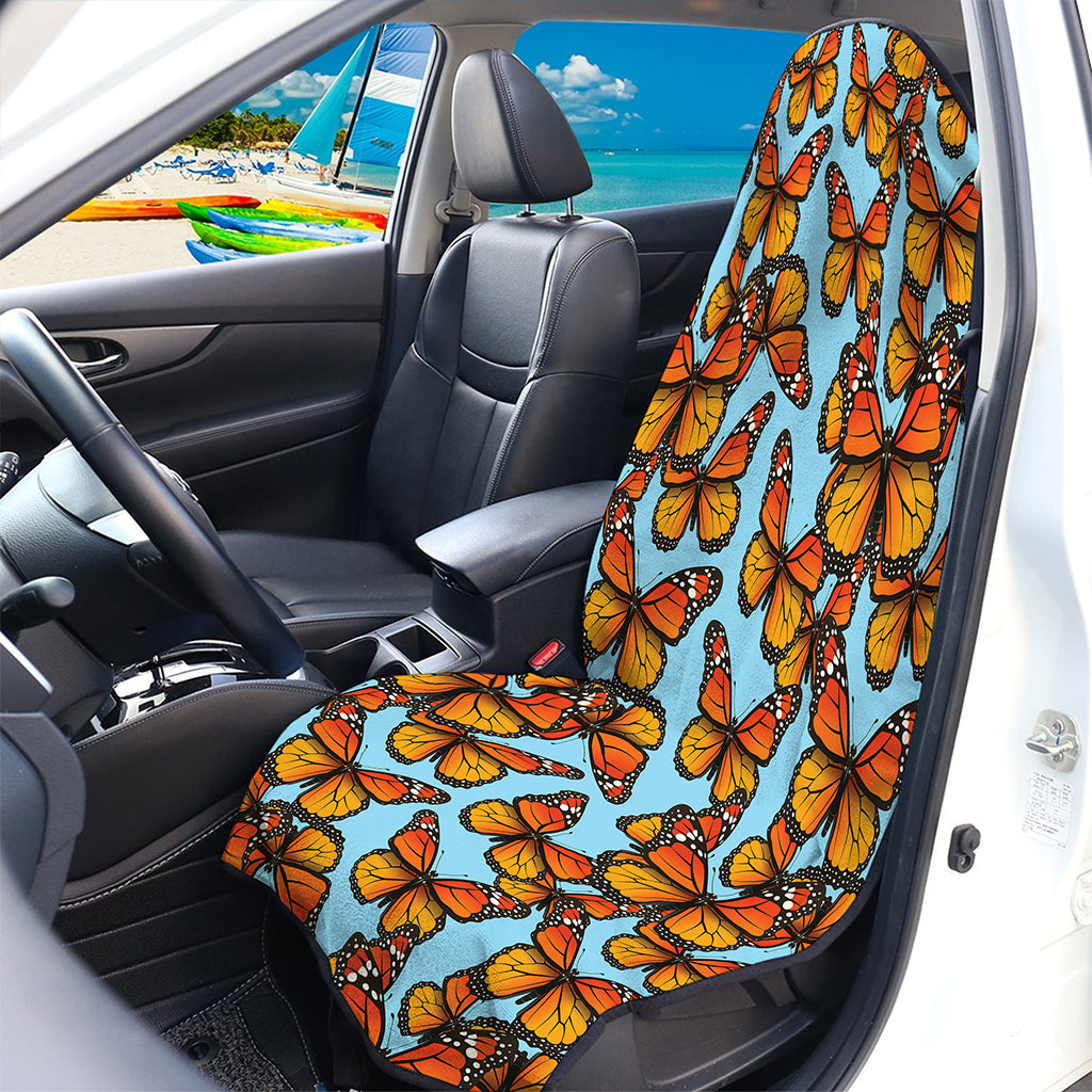 Orange Monarch Butterflies Pattern Print Waterproof Car Seat Cover