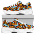 Orange Monarch Butterflies Pattern Print White Chunky Shoes