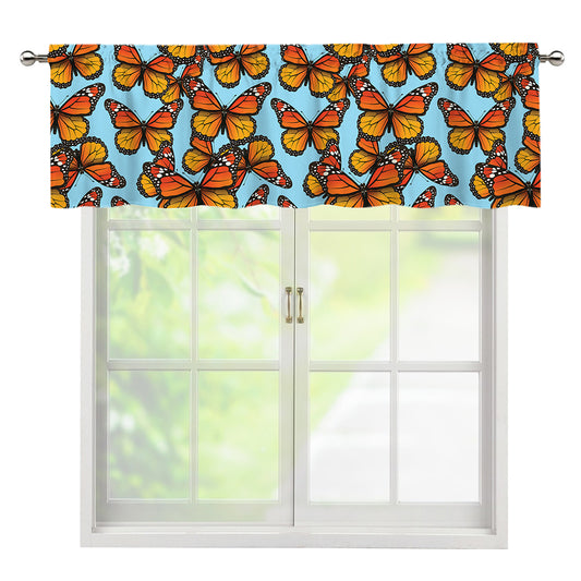 Orange Monarch Butterflies Pattern Print Window Valance