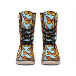 Orange Monarch Butterflies Pattern Print Winter Boots