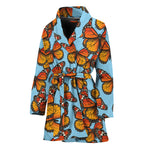 Orange Monarch Butterflies Pattern Print Women's Bathrobe
