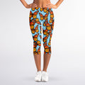 Orange Monarch Butterflies Pattern Print Women's Capri Leggings