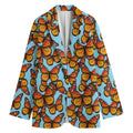 Orange Monarch Butterflies Pattern Print Women's Cotton Blazer