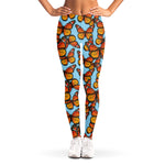 Orange Monarch Butterflies Pattern Print Women's Leggings