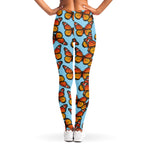 Orange Monarch Butterflies Pattern Print Women's Leggings