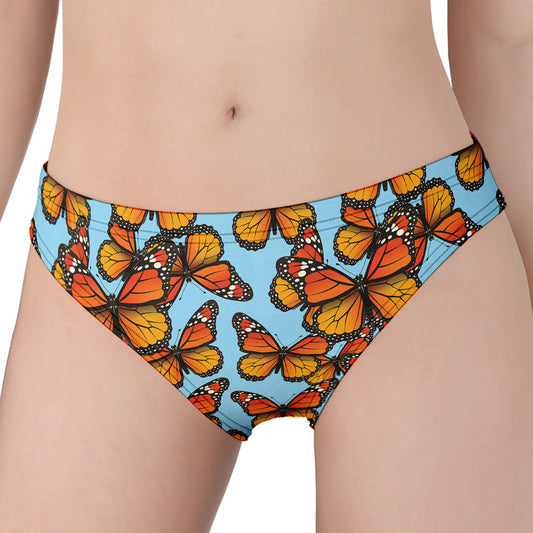 Orange Monarch Butterflies Pattern Print Women's Panties