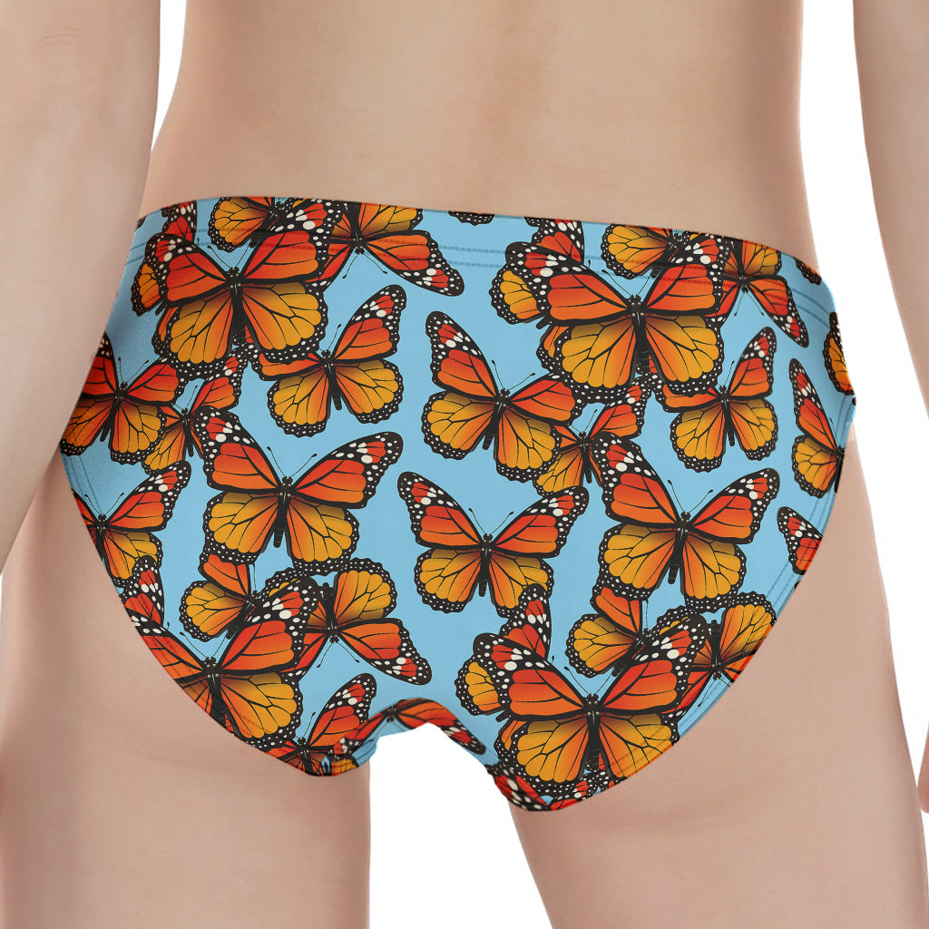 Orange Monarch Butterflies Pattern Print Women's Panties