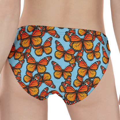 Orange Monarch Butterflies Pattern Print Women's Panties