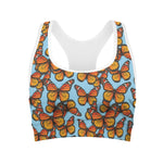 Orange Monarch Butterflies Pattern Print Women's Sports Bra