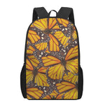 Orange Monarch Butterfly Pattern Print 17 Inch Backpack