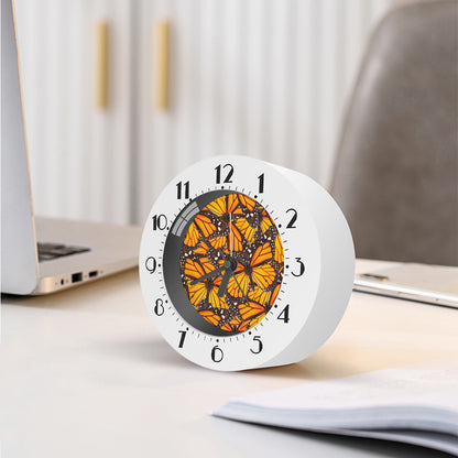 Orange Monarch Butterfly Pattern Print Alarm Clock