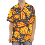 Orange Monarch Butterfly Pattern Print Aloha Shirt