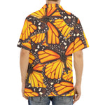 Orange Monarch Butterfly Pattern Print Aloha Shirt
