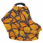 Orange Monarch Butterfly Pattern Print Baby Seat Cover