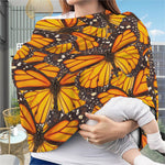 Orange Monarch Butterfly Pattern Print Baby Seat Cover