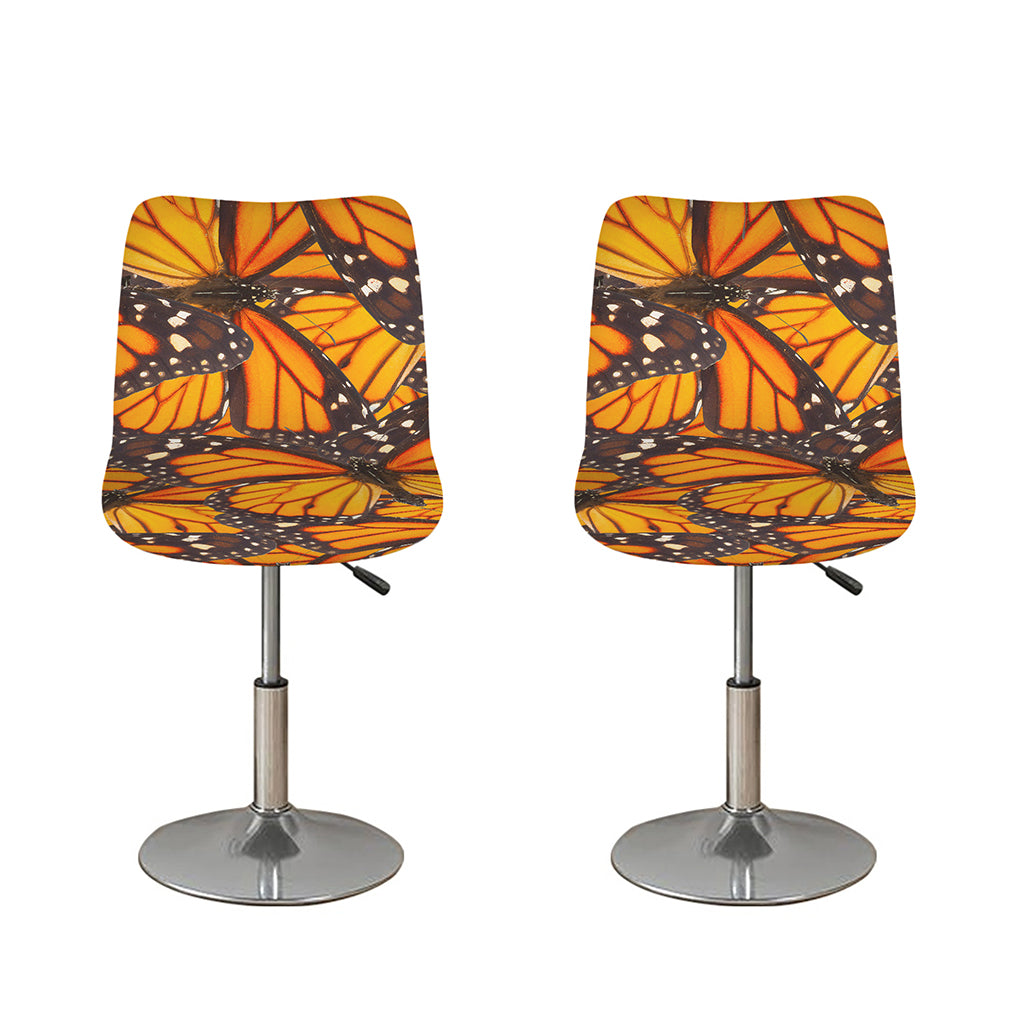Orange Monarch Butterfly Pattern Print Bar Stool Covers