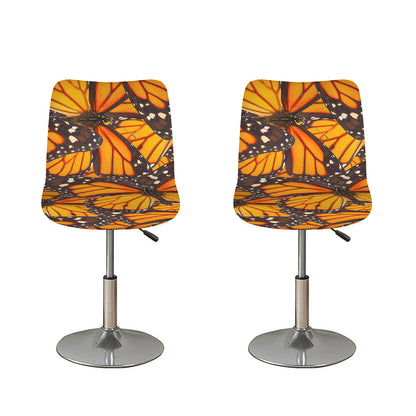 Orange Monarch Butterfly Pattern Print Bar Stool Covers