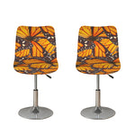 Orange Monarch Butterfly Pattern Print Bar Stool Covers