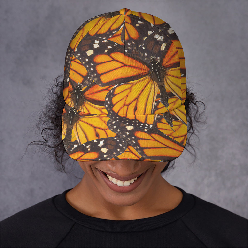 Orange Monarch Butterfly Pattern Print Baseball Cap