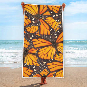 Orange Monarch Butterfly Pattern Print Beach Towel