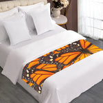 Orange Monarch Butterfly Pattern Print Bed Runner