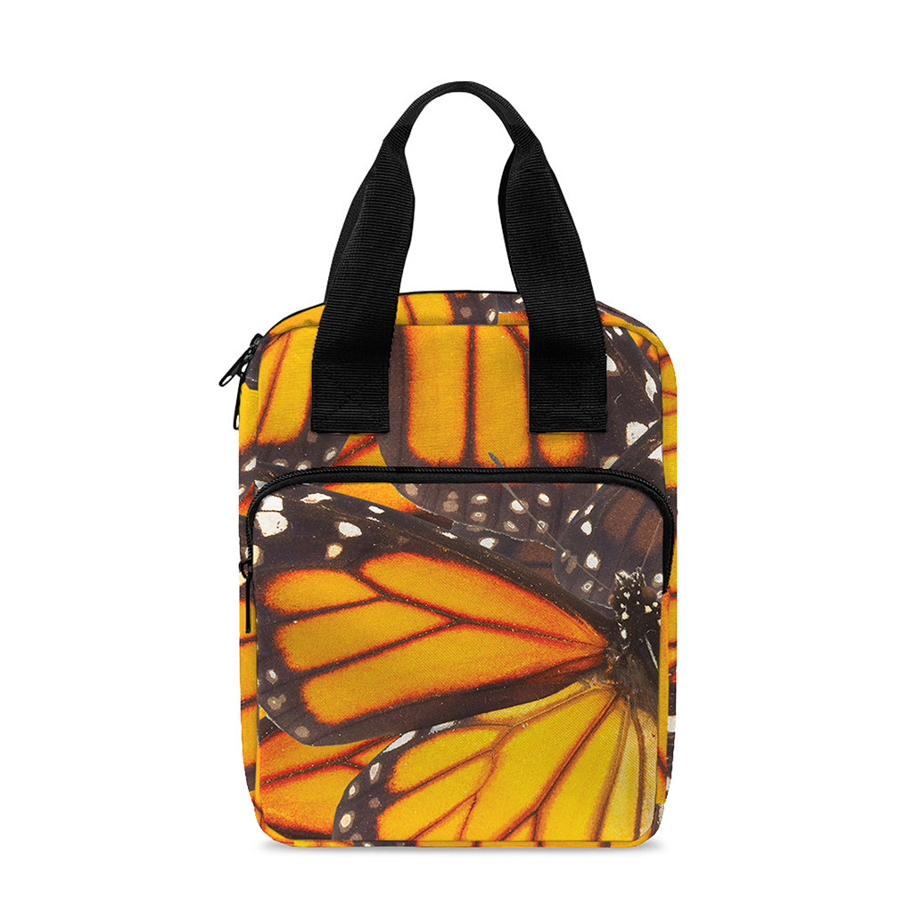 Orange Monarch Butterfly Pattern Print Bible Tote Bag