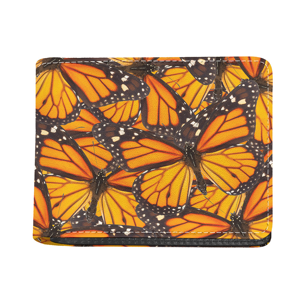 Orange Monarch Butterfly Pattern Print Bifold Wallet