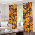 Orange Monarch Butterfly Pattern Print Dimout Grommet Curtains