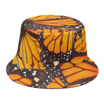 Orange Monarch Butterfly Pattern Print Bucket Hat