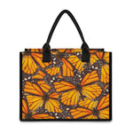 Orange Monarch Butterfly Pattern Print Canvas Tote Bag