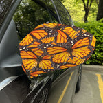 Orange Monarch Butterfly Pattern Print Car Side Mirror Covers