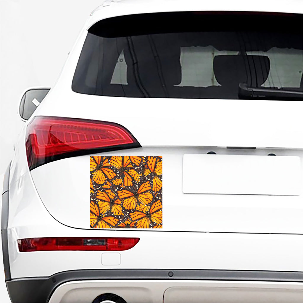 Orange Monarch Butterfly Pattern Print Car Sticker