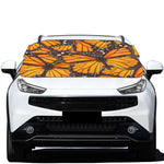 Orange Monarch Butterfly Pattern Print Car Windshield Snow Cover