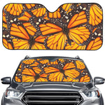 Orange Monarch Butterfly Pattern Print Car Windshield Sun Shade