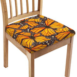 Orange Monarch Butterfly Pattern Print Chair Cushion Cover