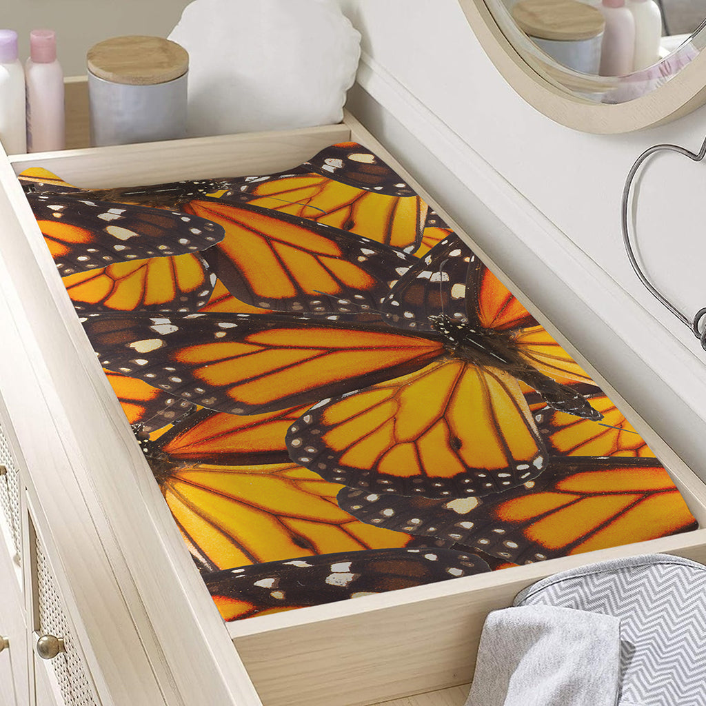 Orange Monarch Butterfly Pattern Print Changing Pad Cover