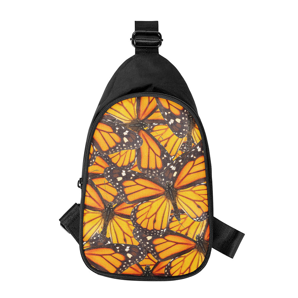 Orange Monarch Butterfly Pattern Print Chest Bag