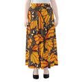 Orange Monarch Butterfly Pattern Print Chiffon Maxi Skirt