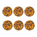 Orange Monarch Butterfly Pattern Print Coaster Set