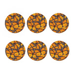 Orange Monarch Butterfly Pattern Print Coaster Set