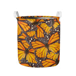 Orange Monarch Butterfly Pattern Print Collapsible Laundry Basket
