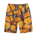 Orange Monarch Butterfly Pattern Print Cotton Shorts