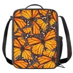 Orange Monarch Butterfly Pattern Print Crossbody Lunch Bag