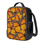 Orange Monarch Butterfly Pattern Print Crossbody Lunch Bag